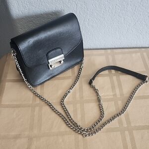 BCBGeneration Black Crossbody Bag with Silver Chain